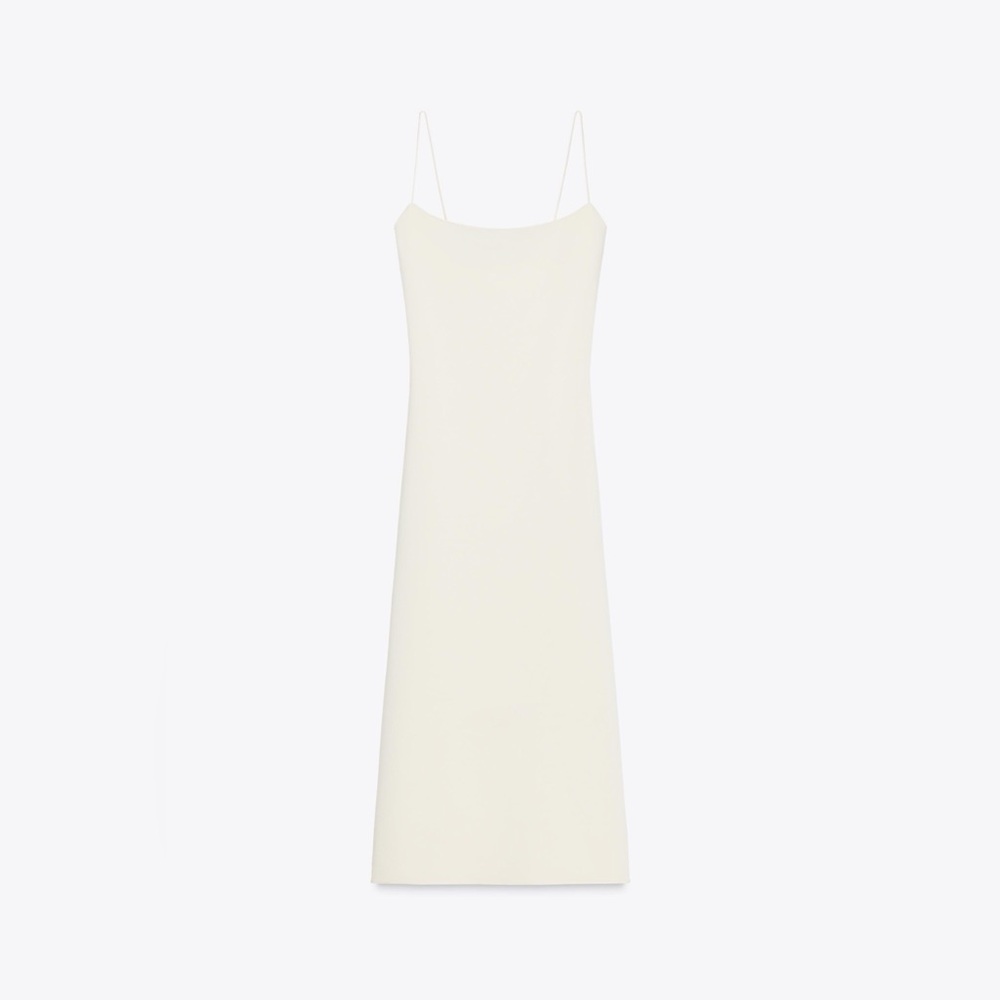 NWT Zara Stretch Midi Dress, S, Oyster White